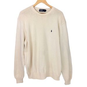 Polo Ralph Lauren Cotton Crew Neck Pullover Beige Cream Sweater Mens Size XXL